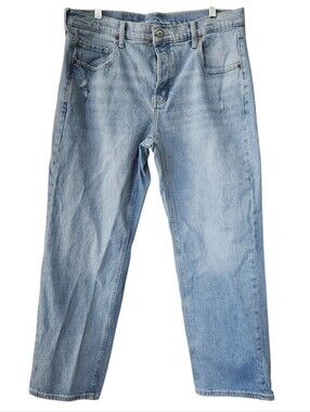 Old Navy Mid Rise The Slouchy Straight Jeans Light Wash Blue Women's Size 10